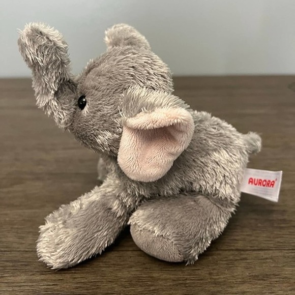 Aurora Baby Grey Elephant Plush 6" - Picture 3 of 5